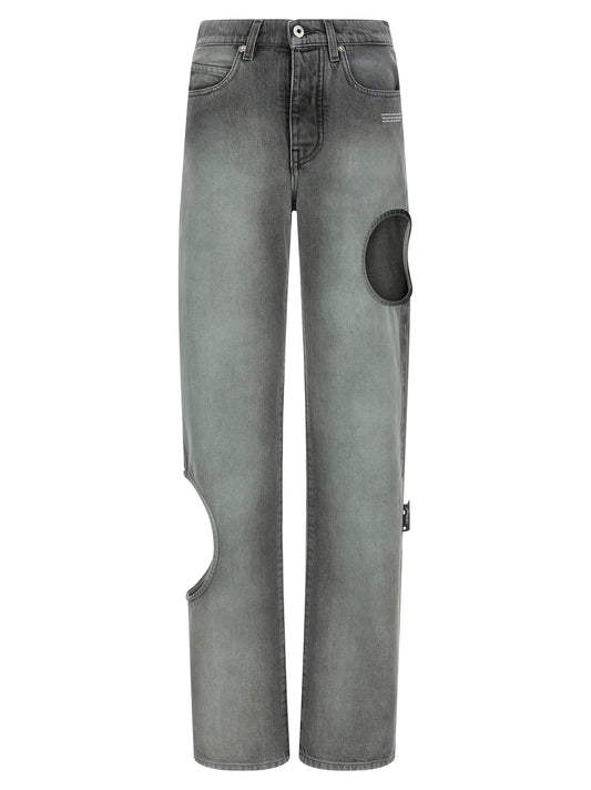 Gray Cotton Straight-Leg Jeans