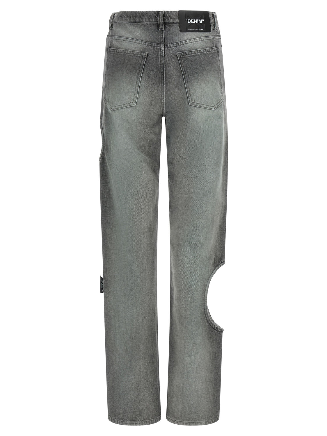 Gray Cotton Straight-Leg Jeans