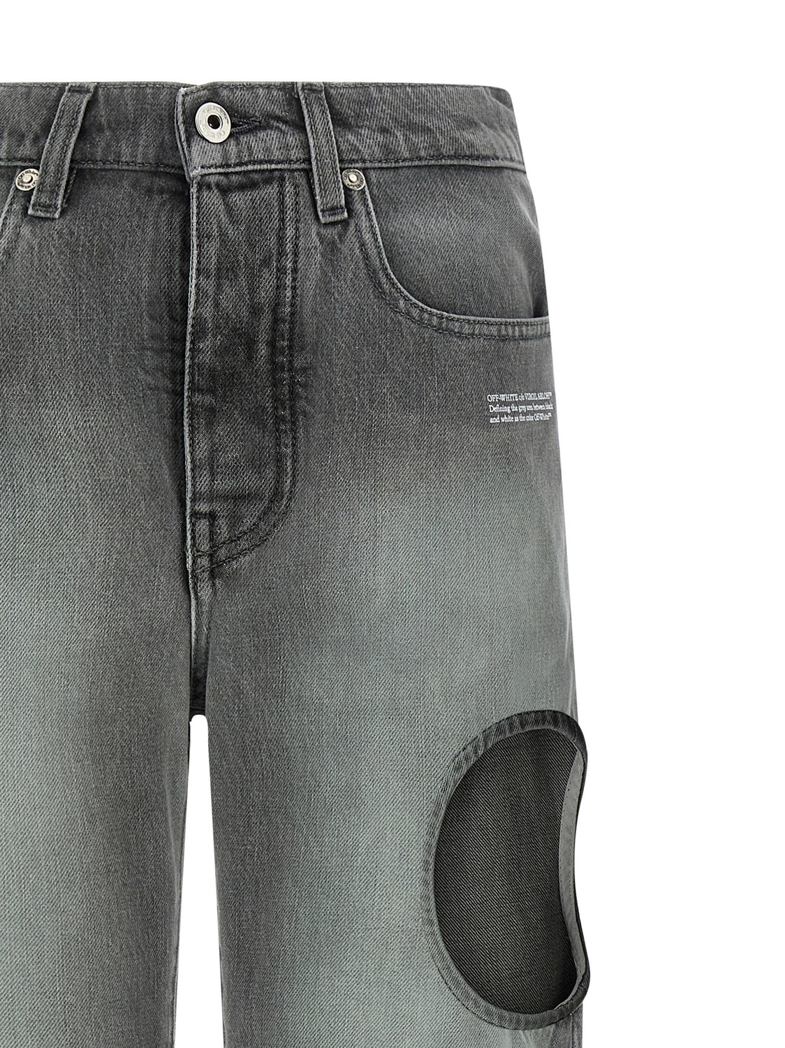 Gray Cotton Straight-Leg Jeans