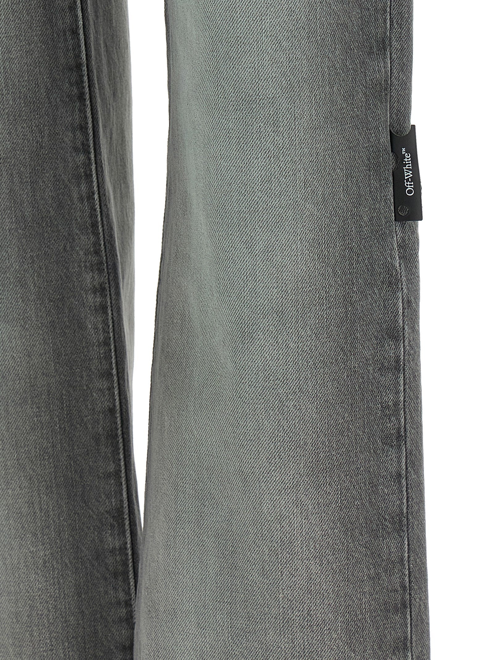 Gray Cotton Straight-Leg Jeans