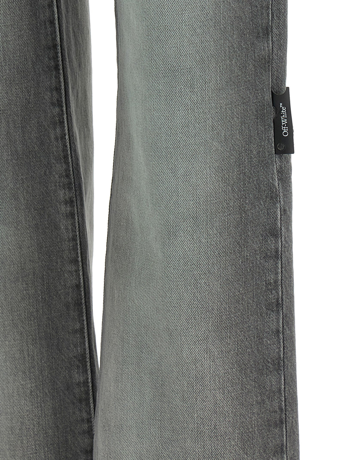 Gray Cotton Straight-Leg Jeans
