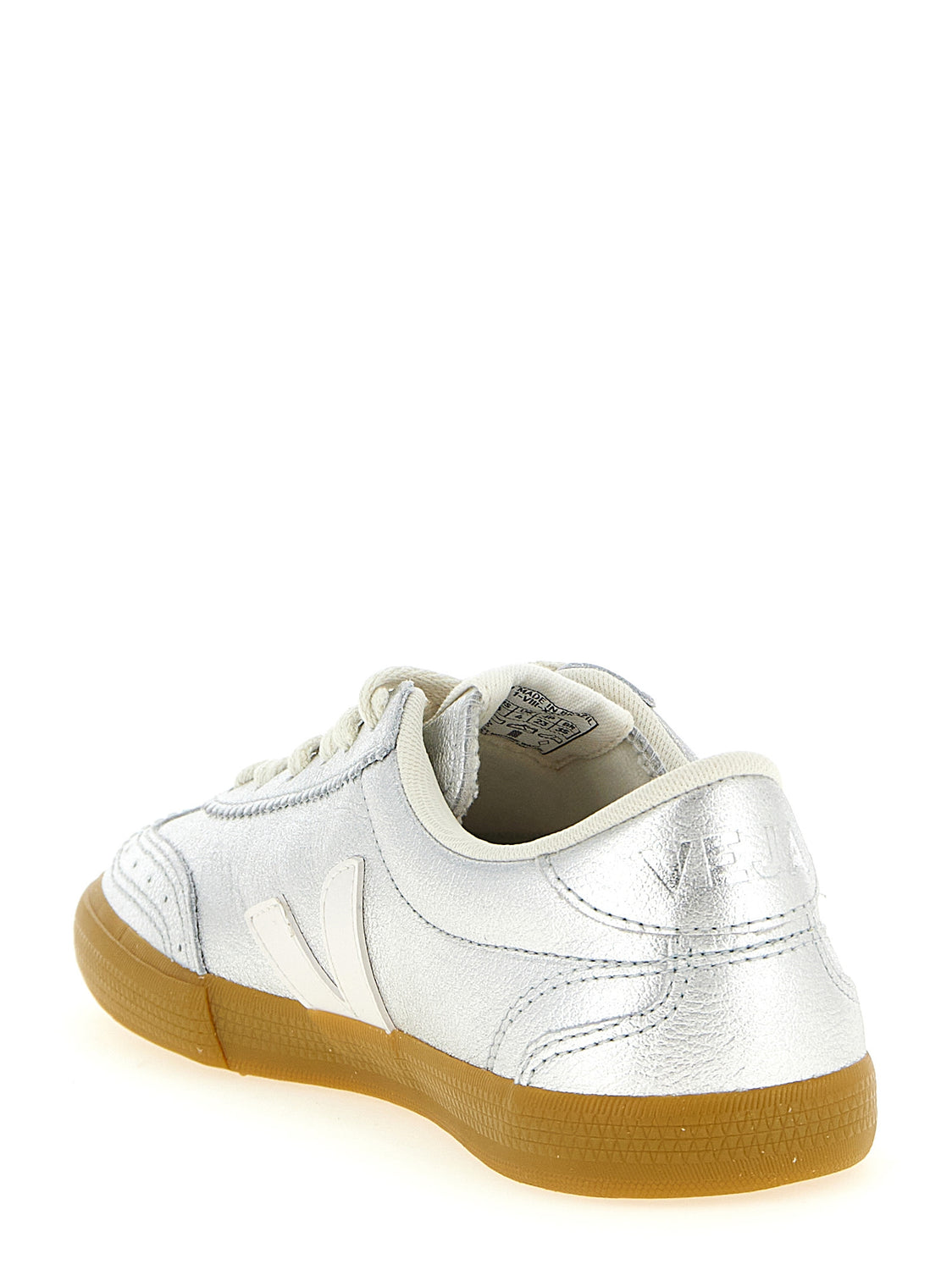 Silver Genuine Leather Sneakers