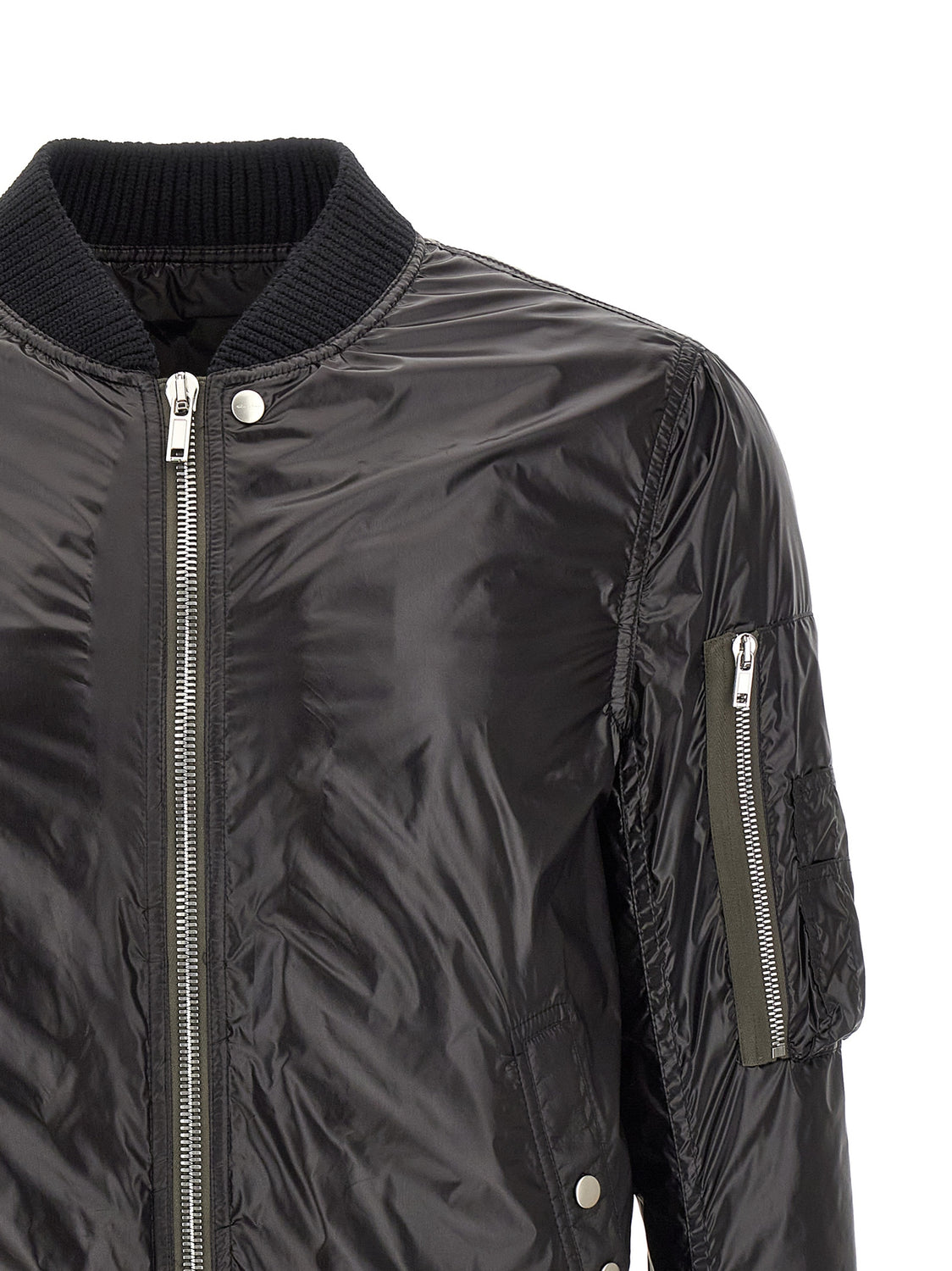 Black Nylon Bomber