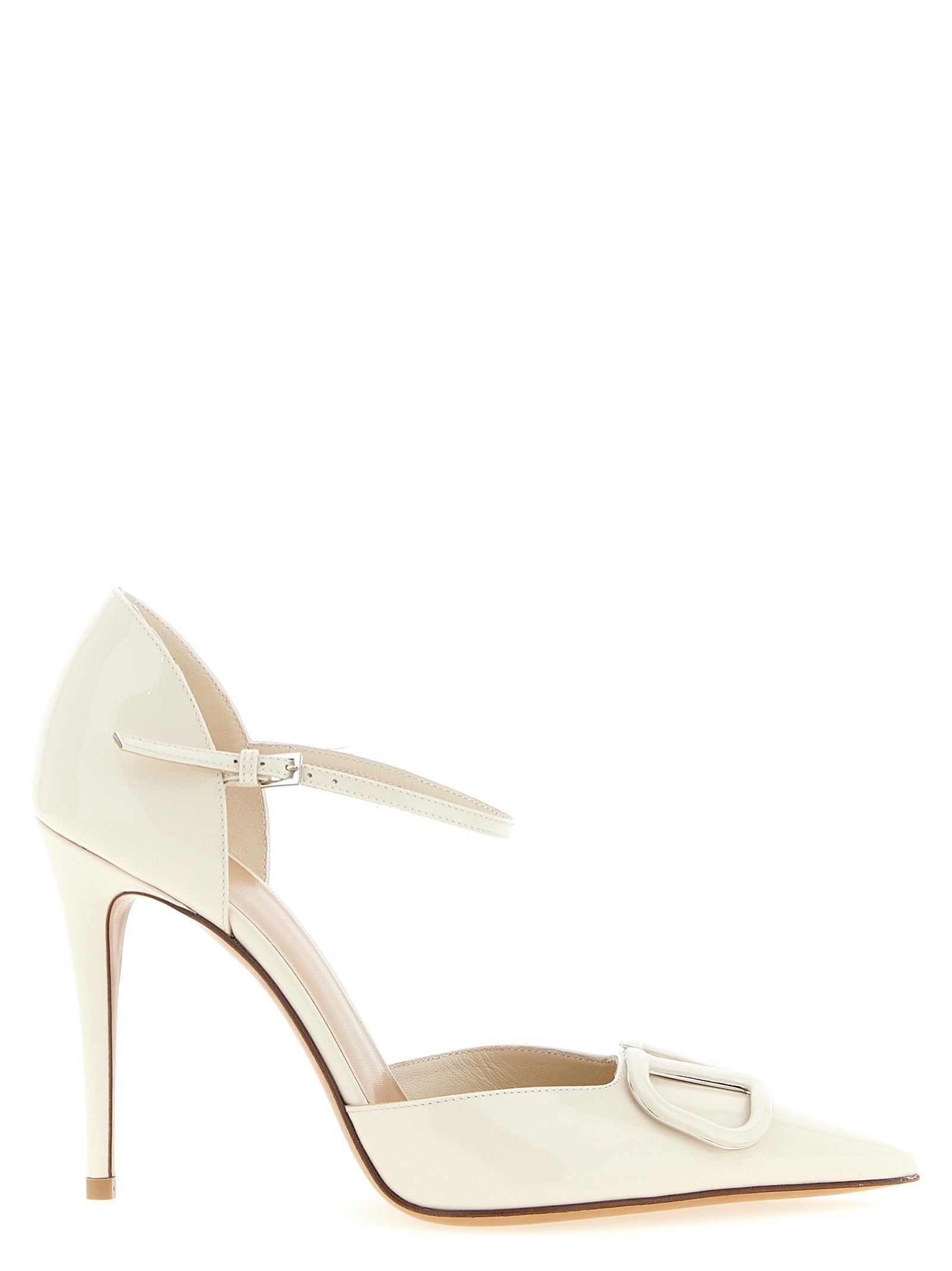 White Calfskin High Heel Pumps
