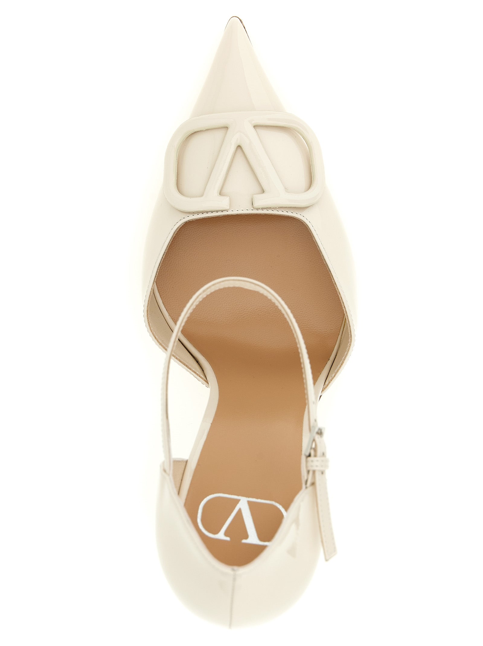 White Calfskin High Heel Pumps