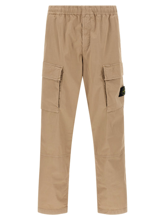 Beige Cotton Cargo Pants