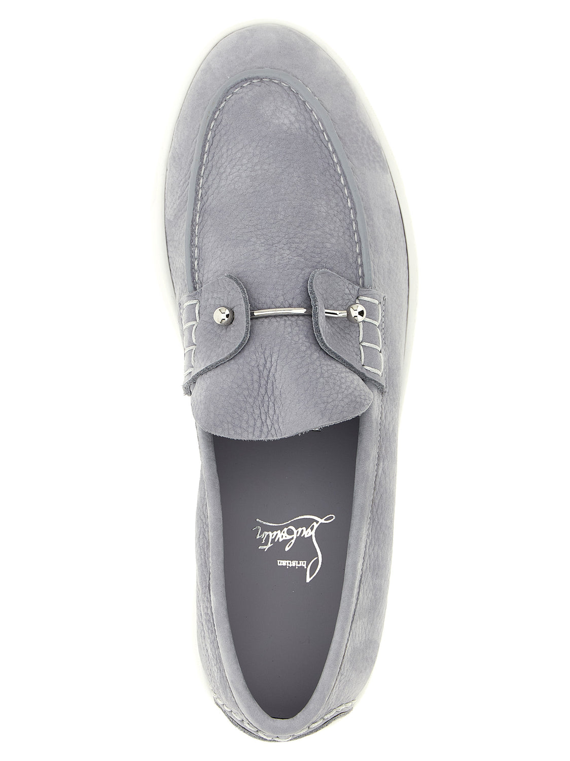 Gray Calfskin Slip-On Loafers