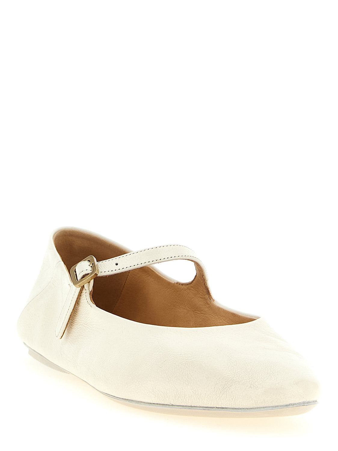 Beige Calfskin Ballet Flats