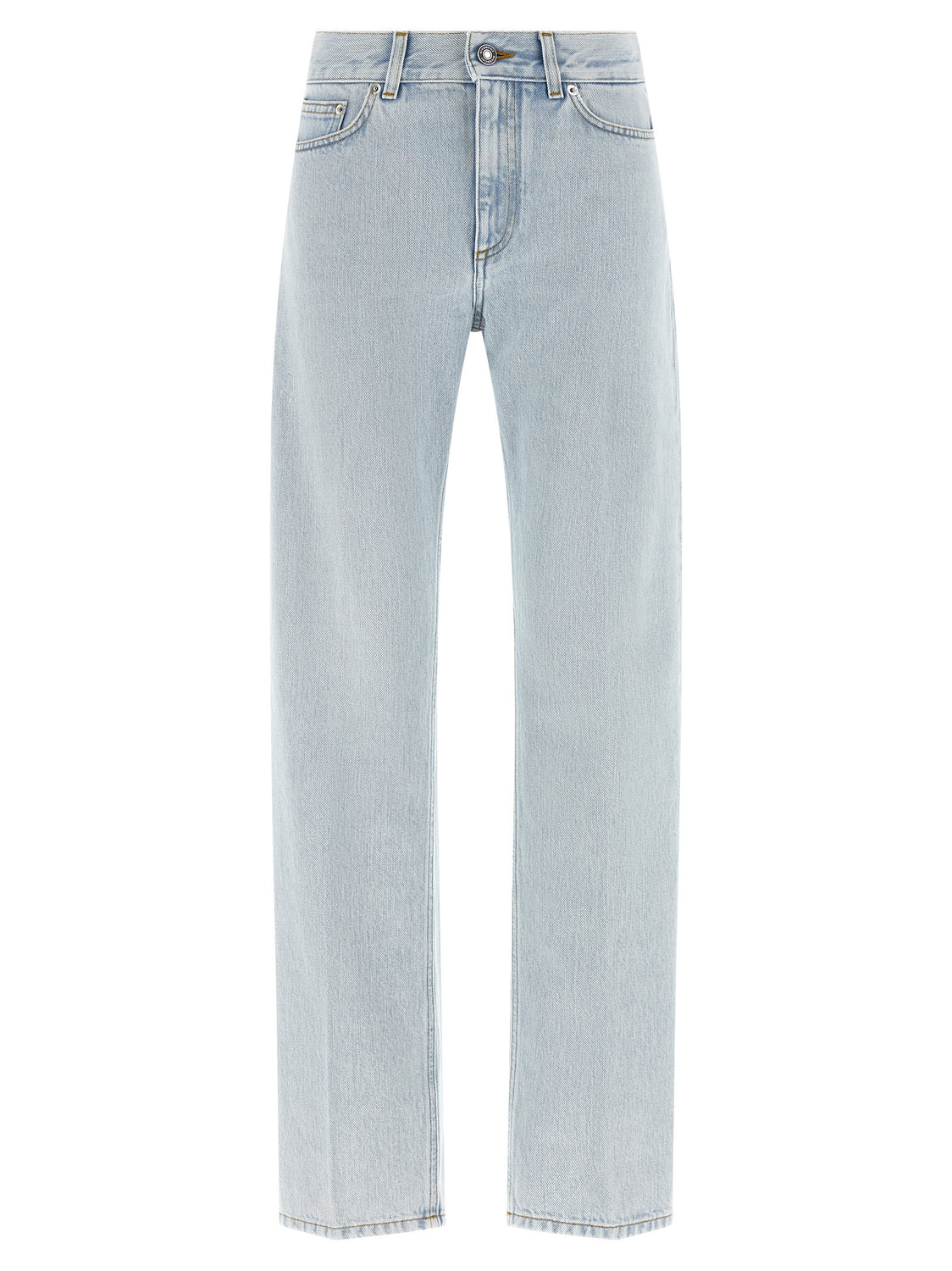 Blue Cotton Straight-Leg Jeans