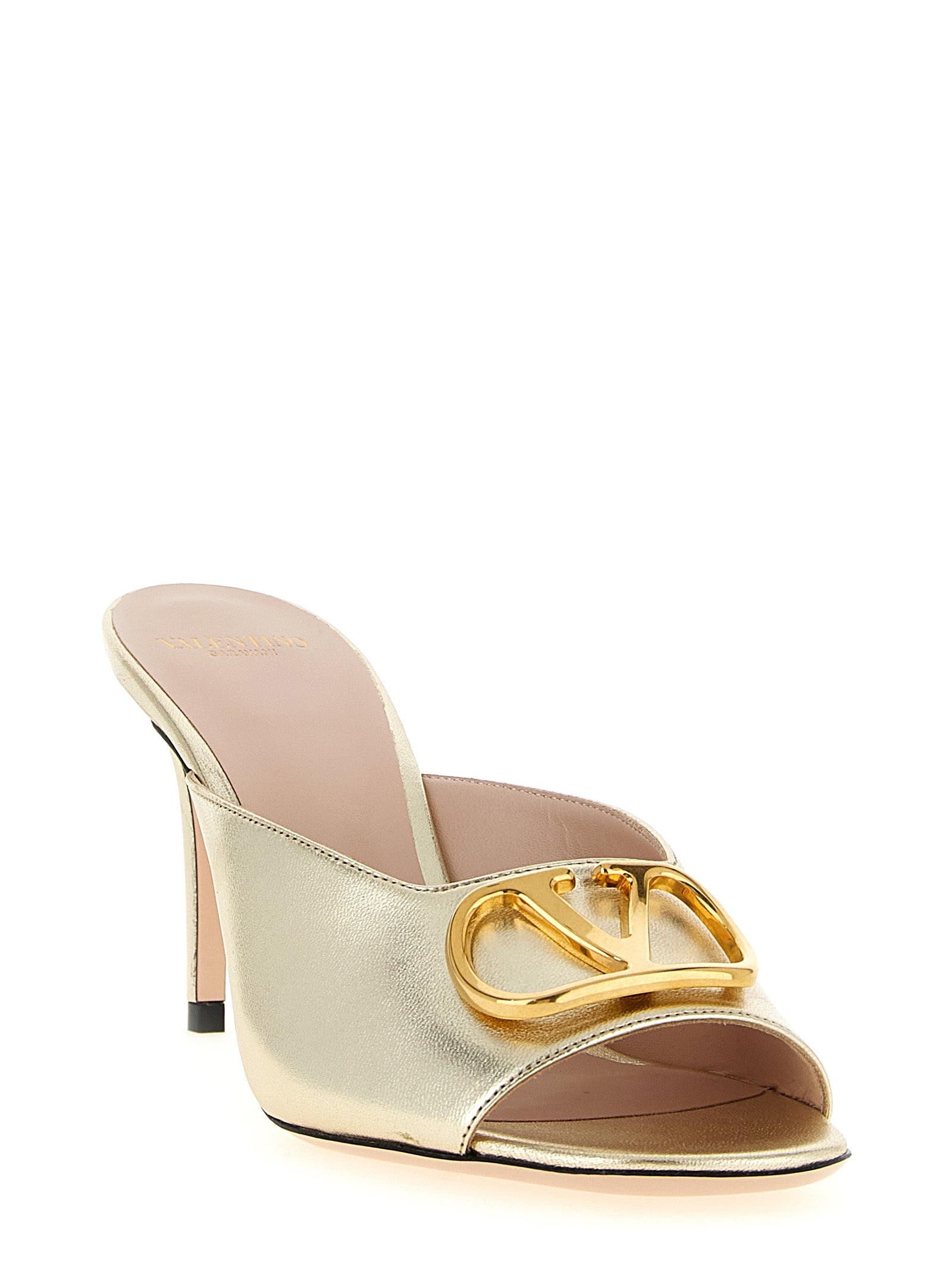 Gold Goatskin Stiletto Heel Sandals