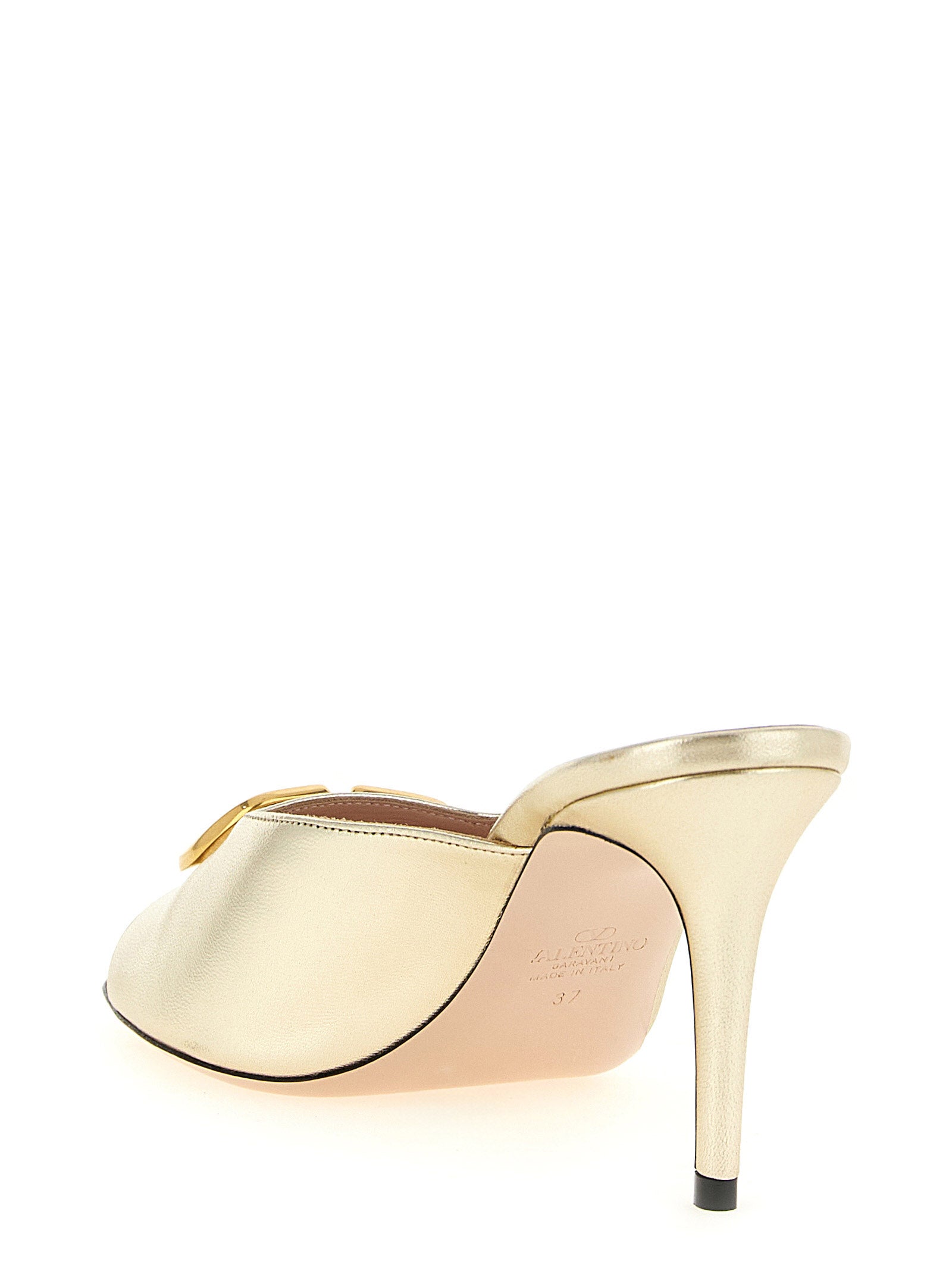 Gold Goatskin Stiletto Heel Sandals