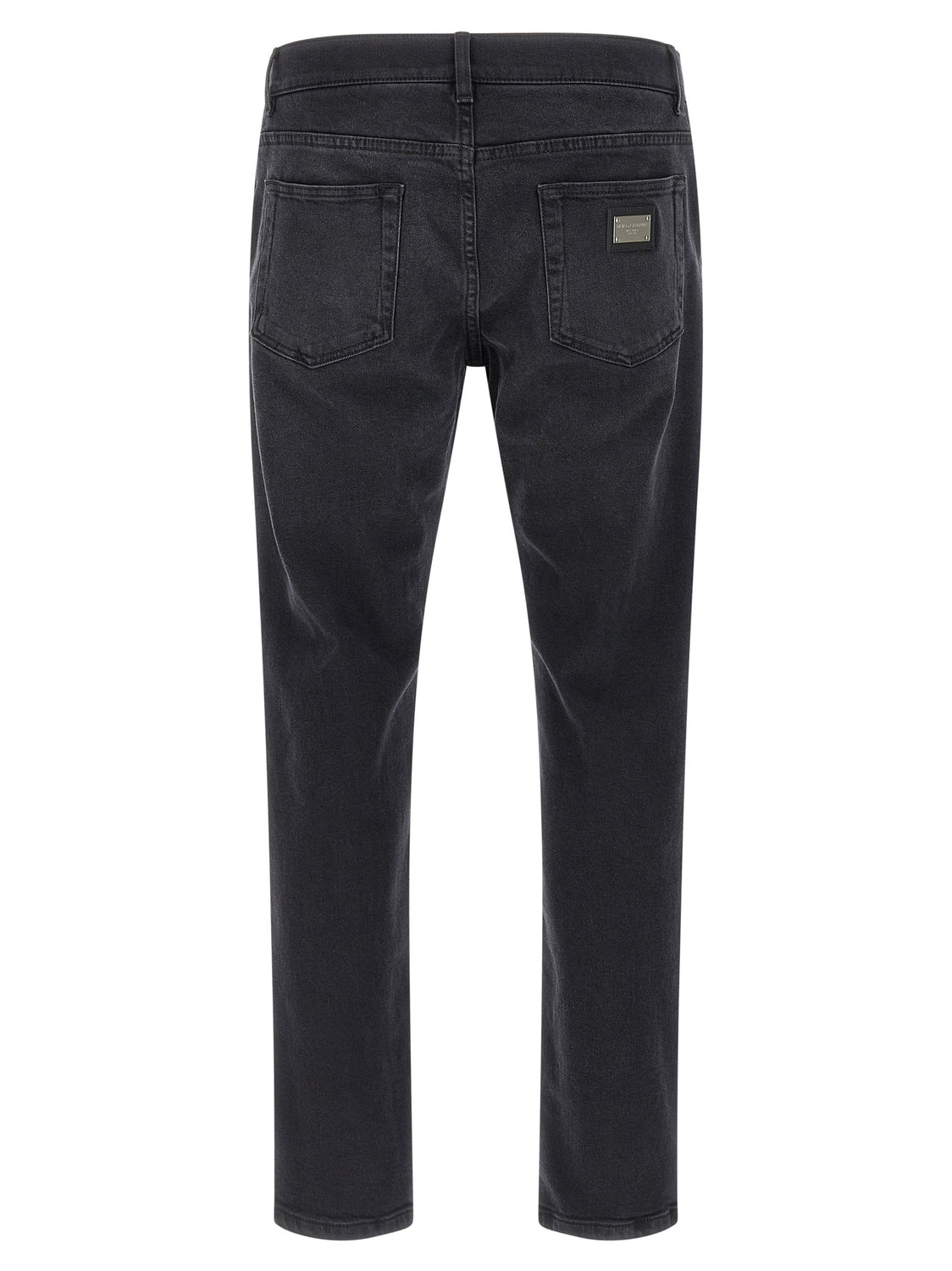 Black Cotton Straight-Leg Jeans