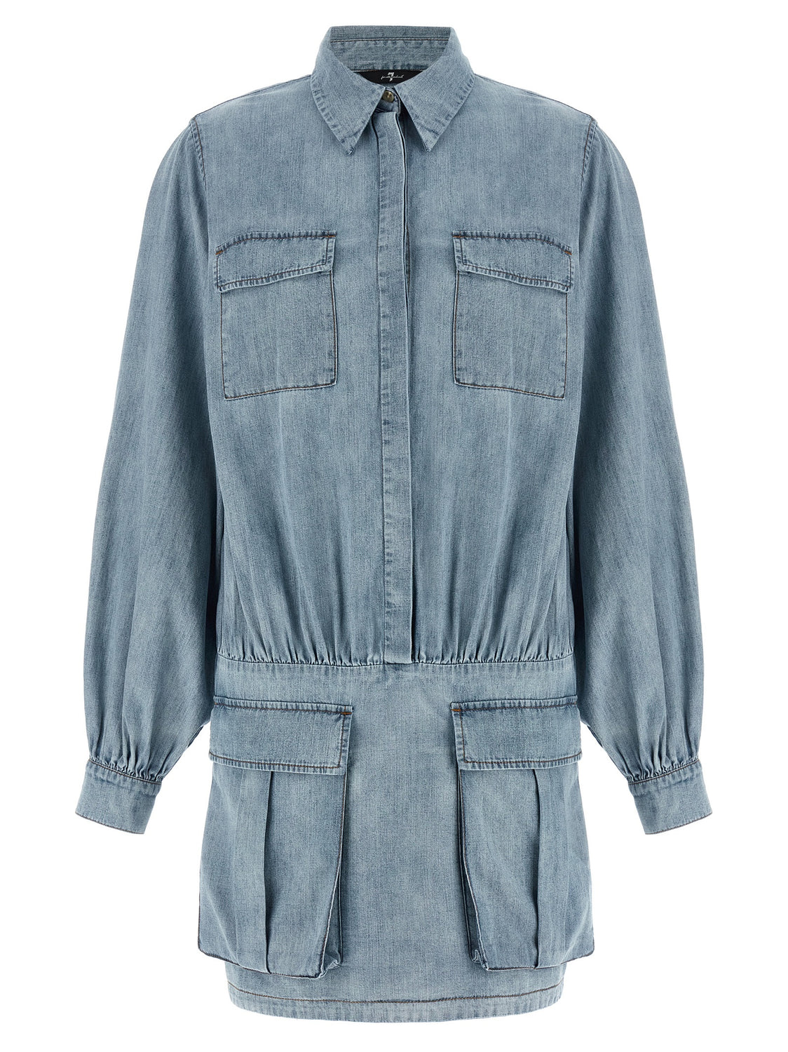 Blue Cotton Short Dress