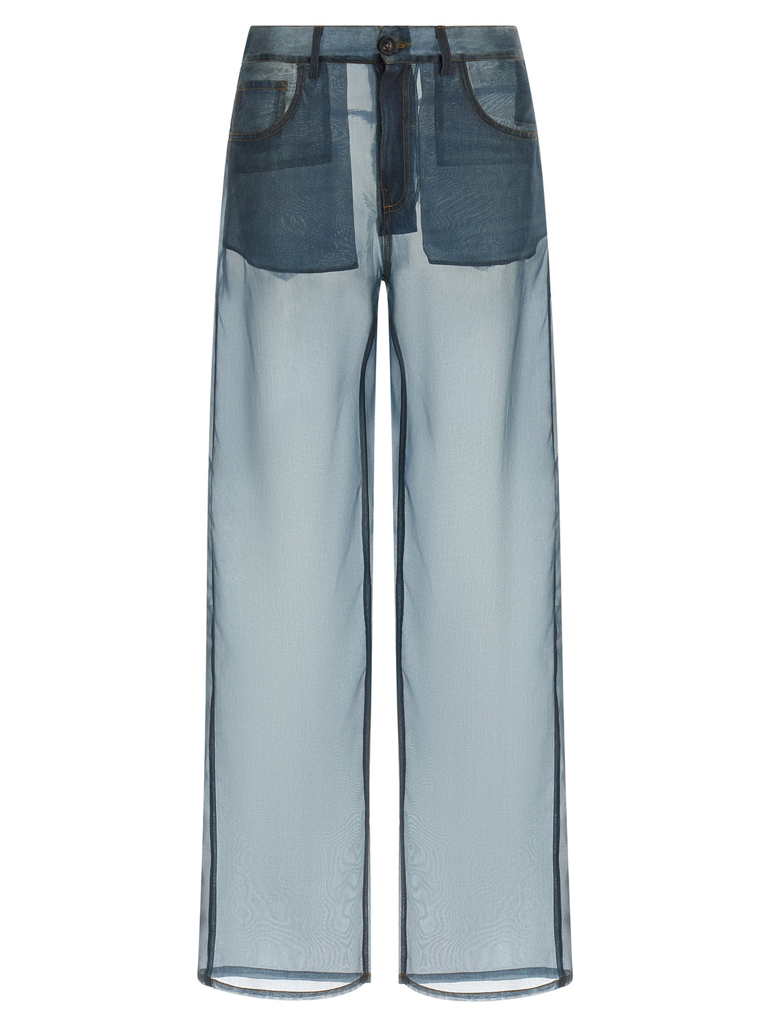 Blue Silk Casual Pants