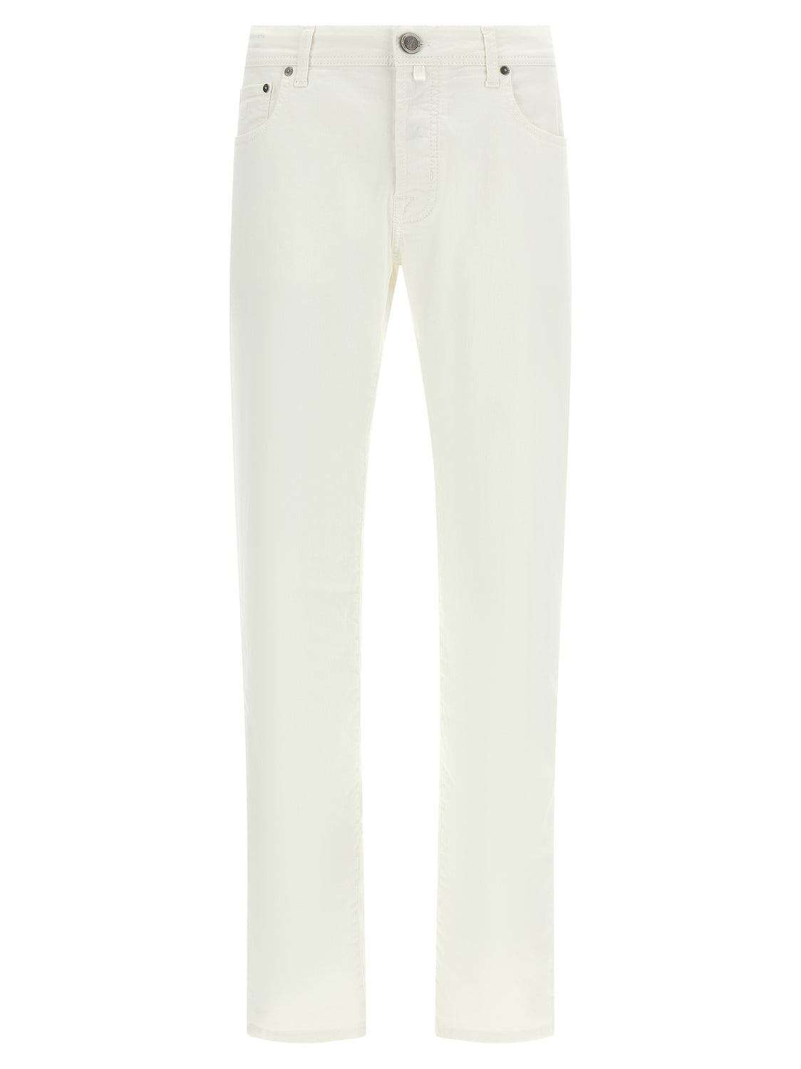 White Cotton Straight-Leg Jeans