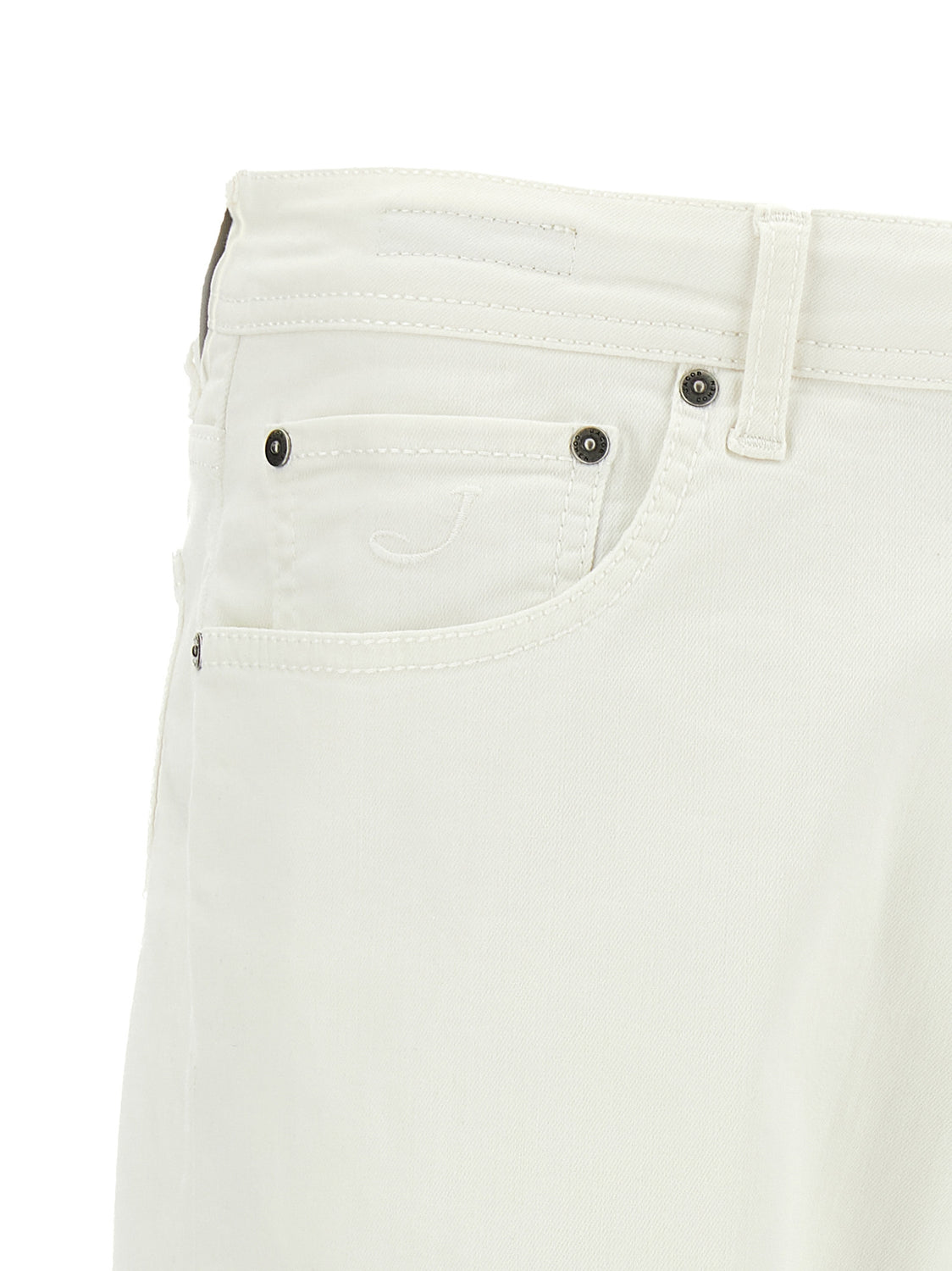White Cotton Straight-Leg Jeans