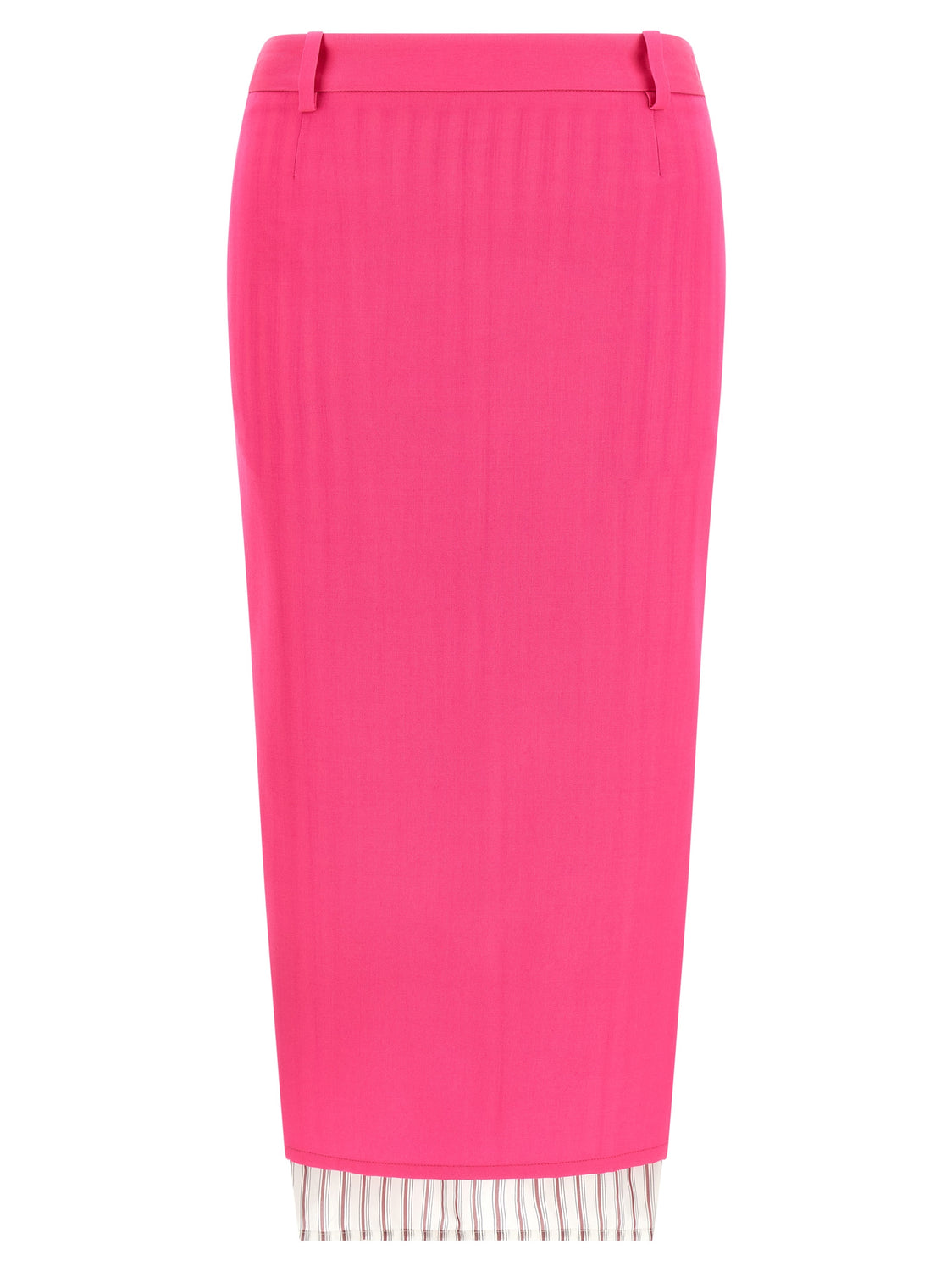 Fuchsia Virgin Wool Midi Skirt