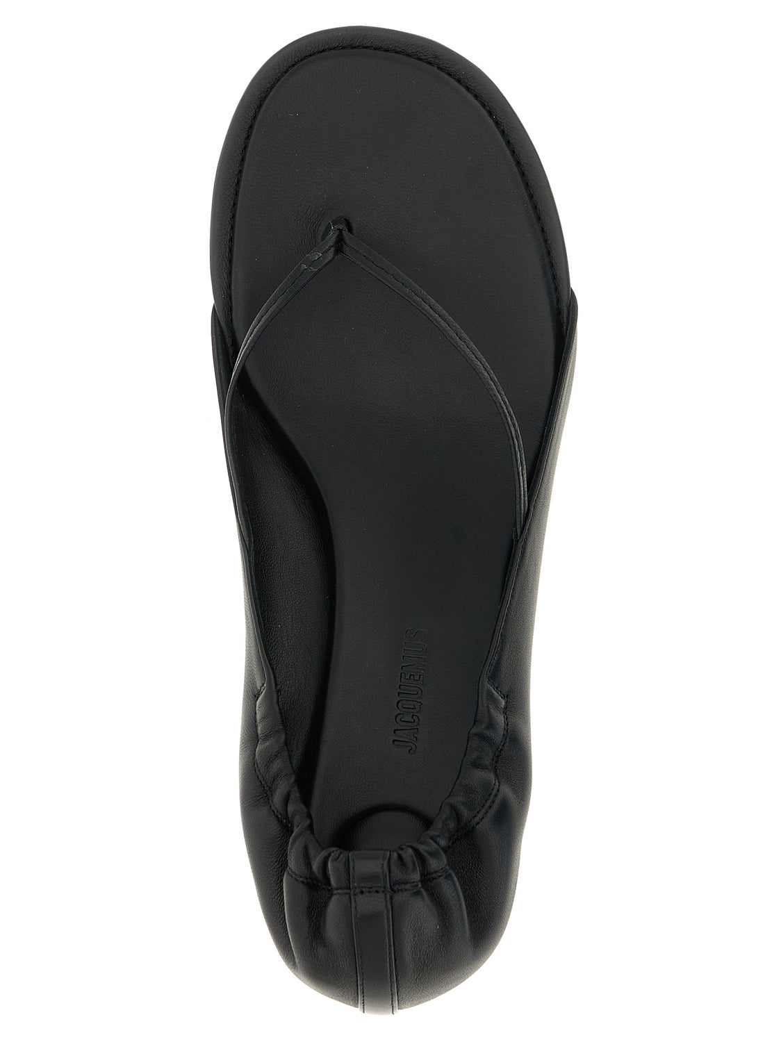 Black Lamb Leather Flat Sandals