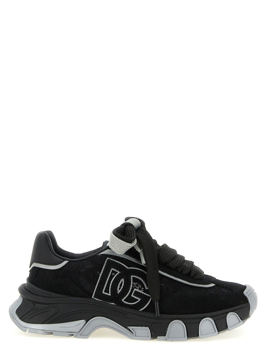 Black Polyamide Athletic Sneakers