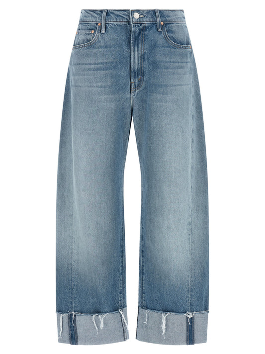 Blue Cotton Cropped Jeans