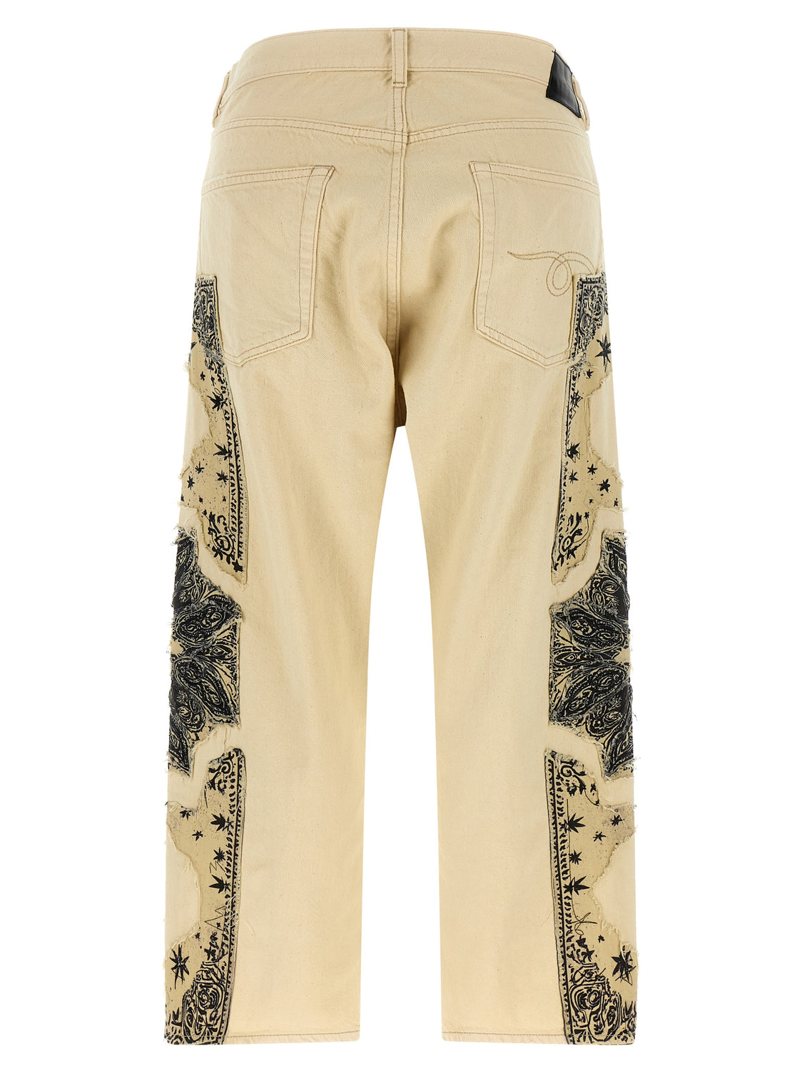 Beige Cotton Straight-Leg Jeans