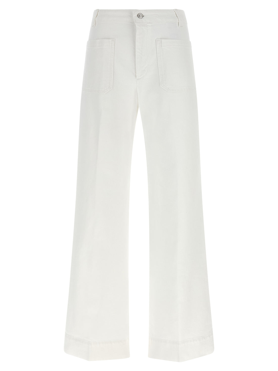 White Cotton Flared Jeans