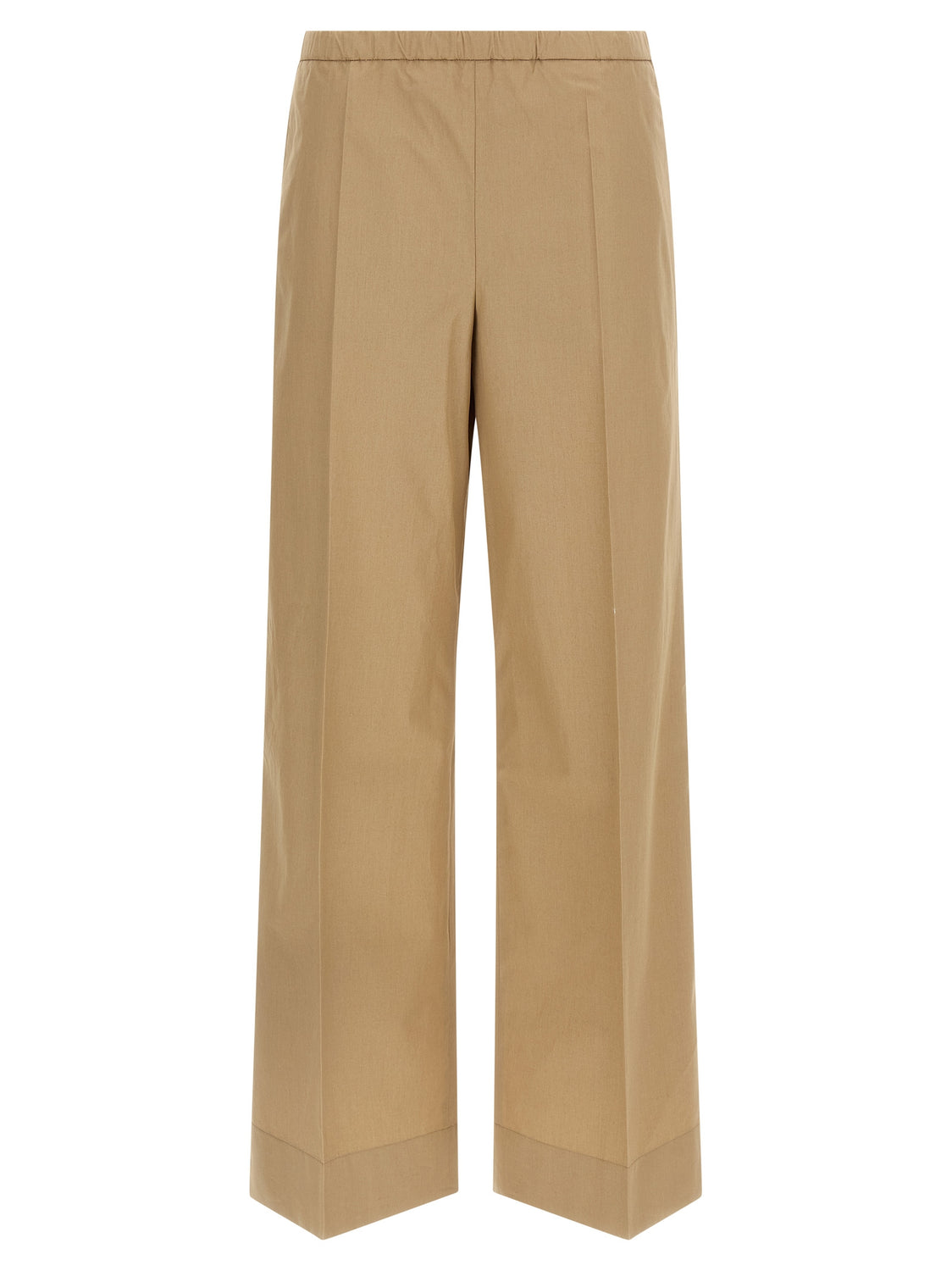 Beige Cotton Casual Pants