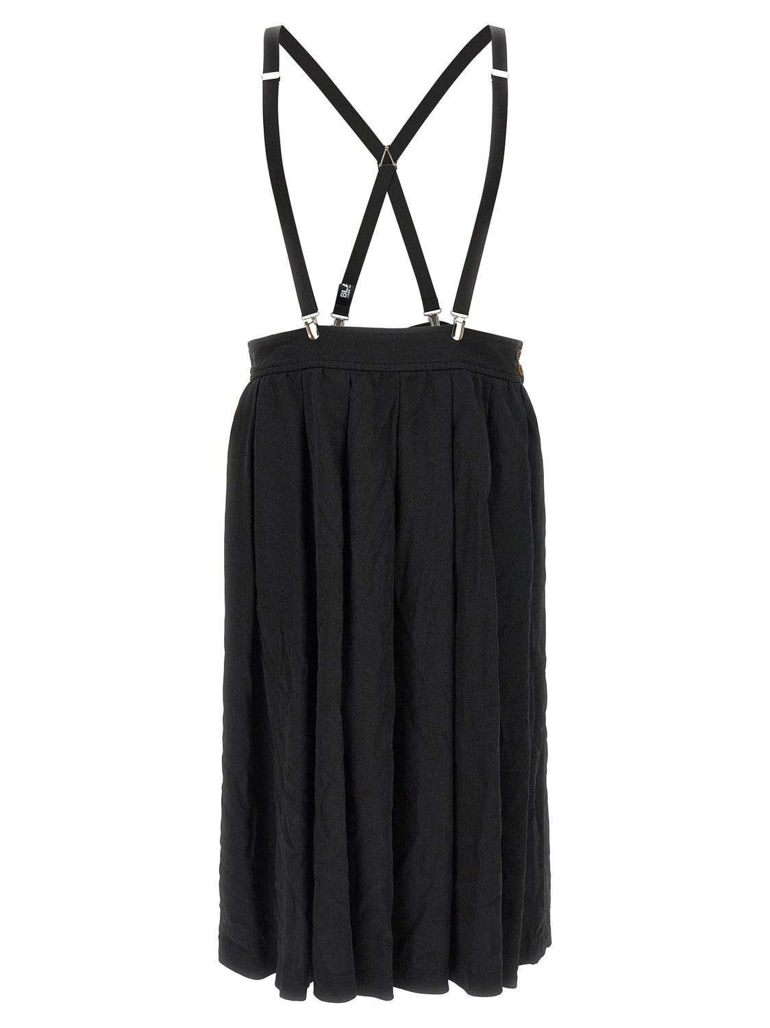 Black Polyester Midi Skirt