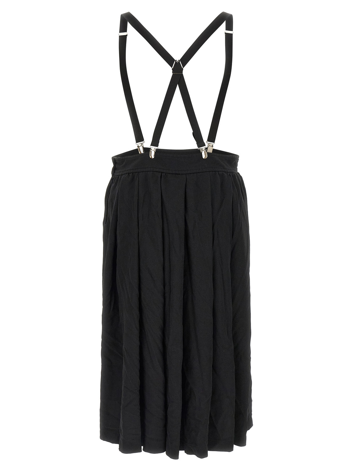 Black Polyester Midi Skirt