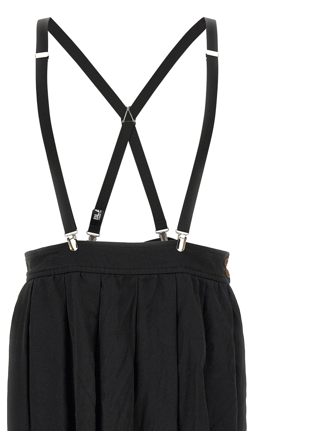 Black Polyester Midi Skirt