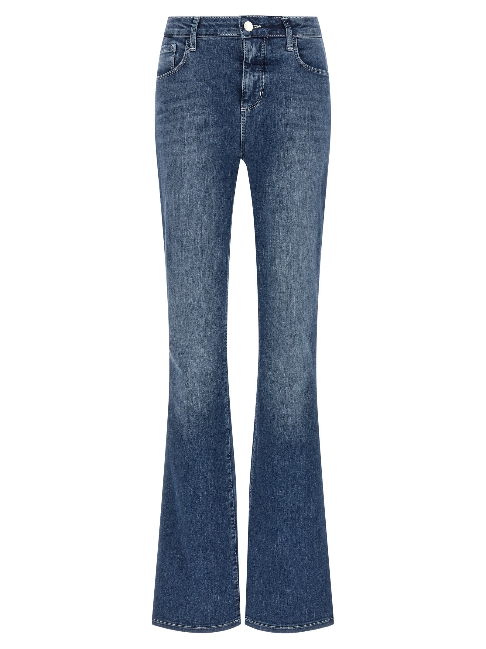 Blue Cotton Flared Jeans