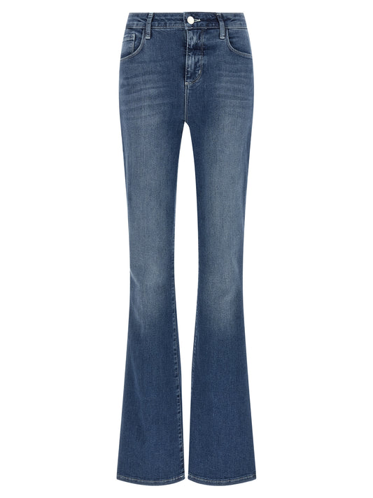 Blue Cotton Flared Jeans