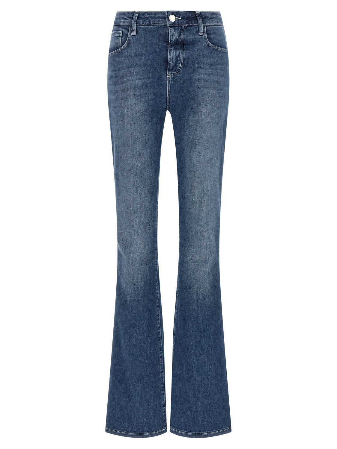 Blue Cotton Flared Jeans