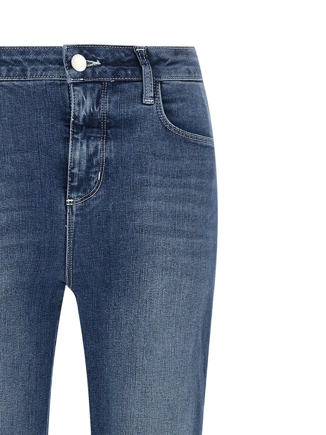 Blue Cotton Flared Jeans