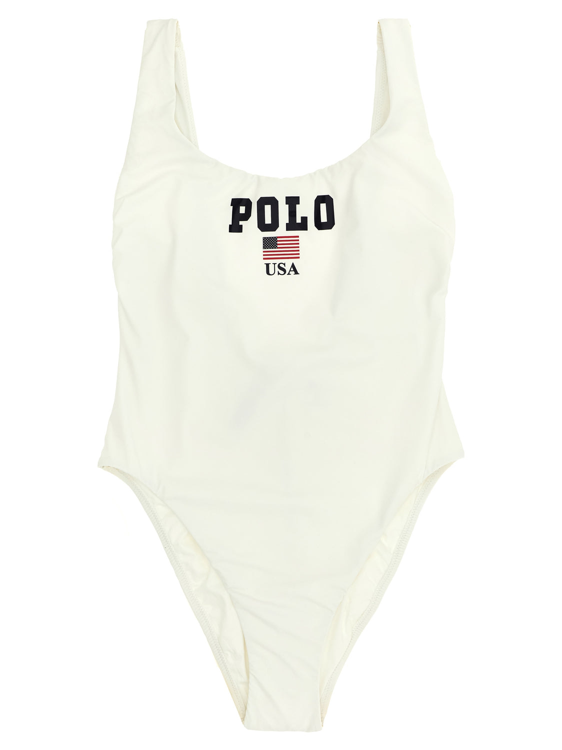 White Nylon One-Piece Swimsuit