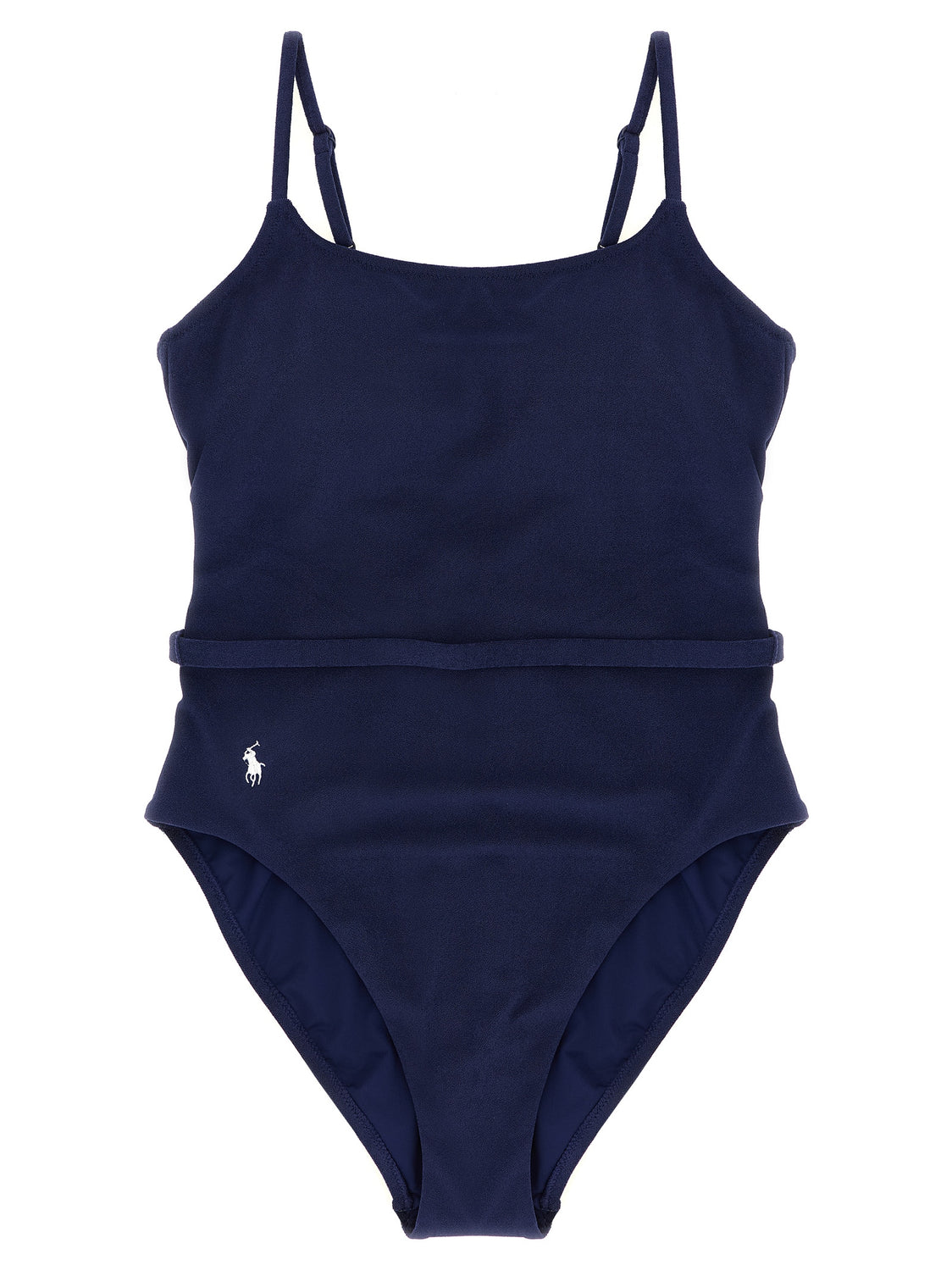 Blue Polyester One-Piece Swimsuit
