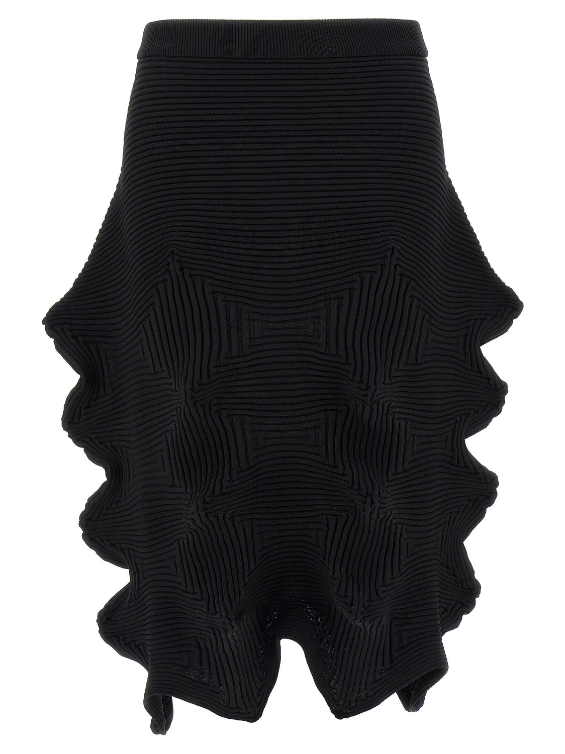 Black Polyester Midi Skirt
