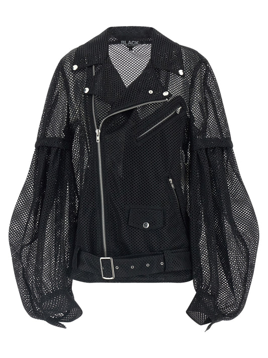 Black Polyester Biker Jacket
