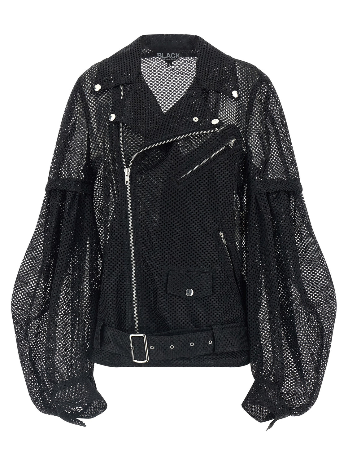 Black Polyester Biker Jacket