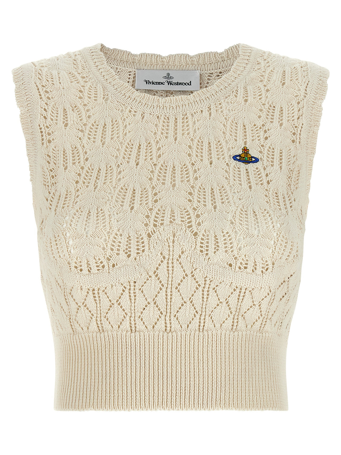 Beige Cotton Sleeveles T-Shirt