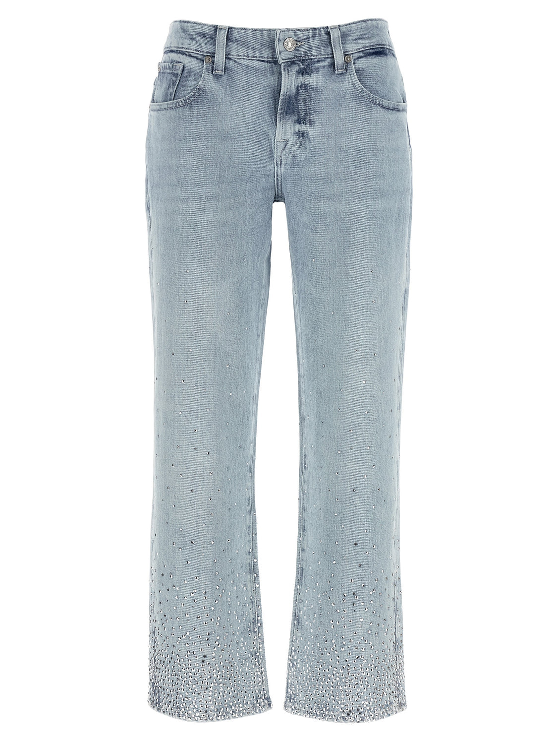 Blue Cotton Straight-Leg Jeans