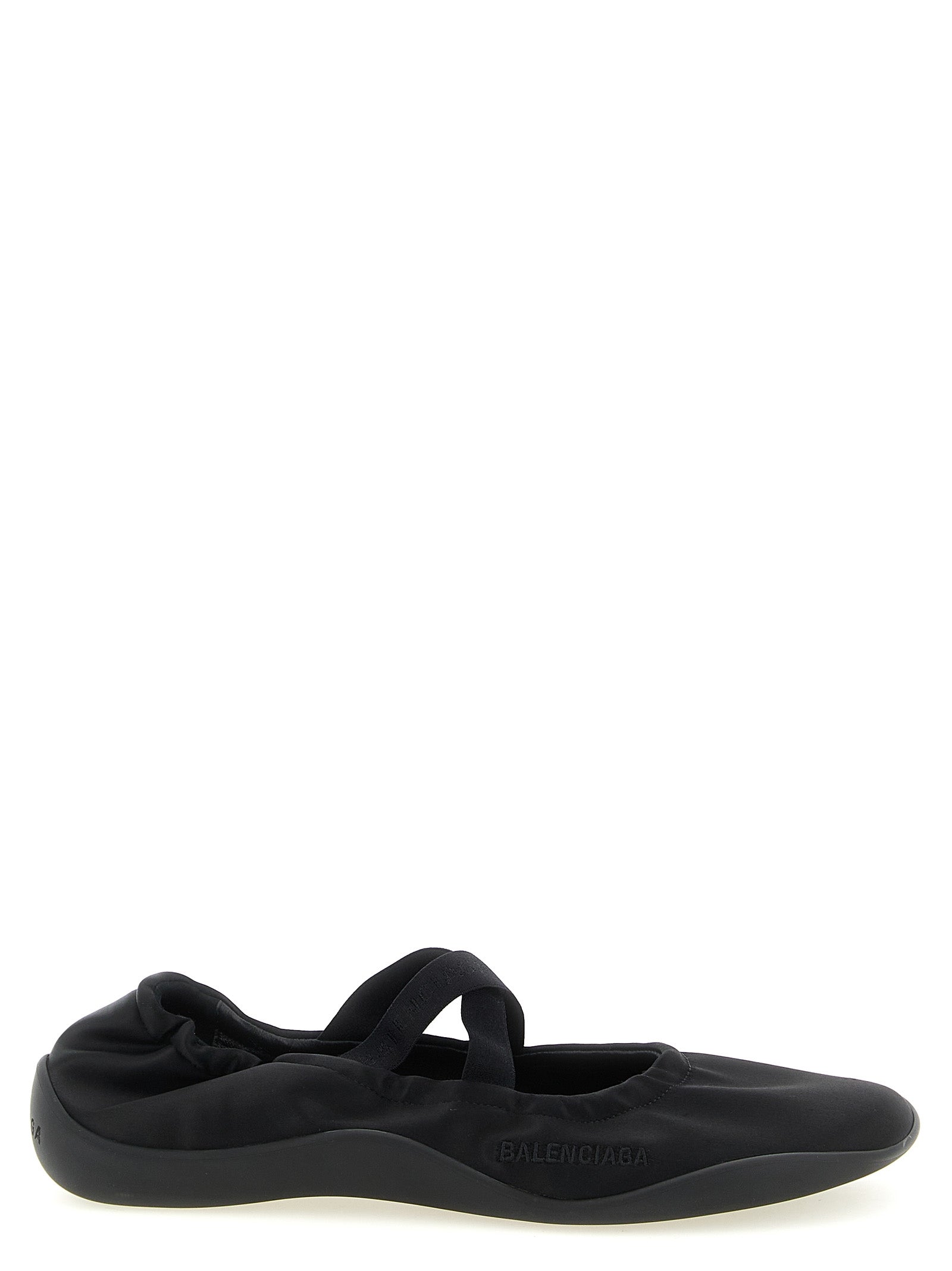 Black Polyester Ballet Flats