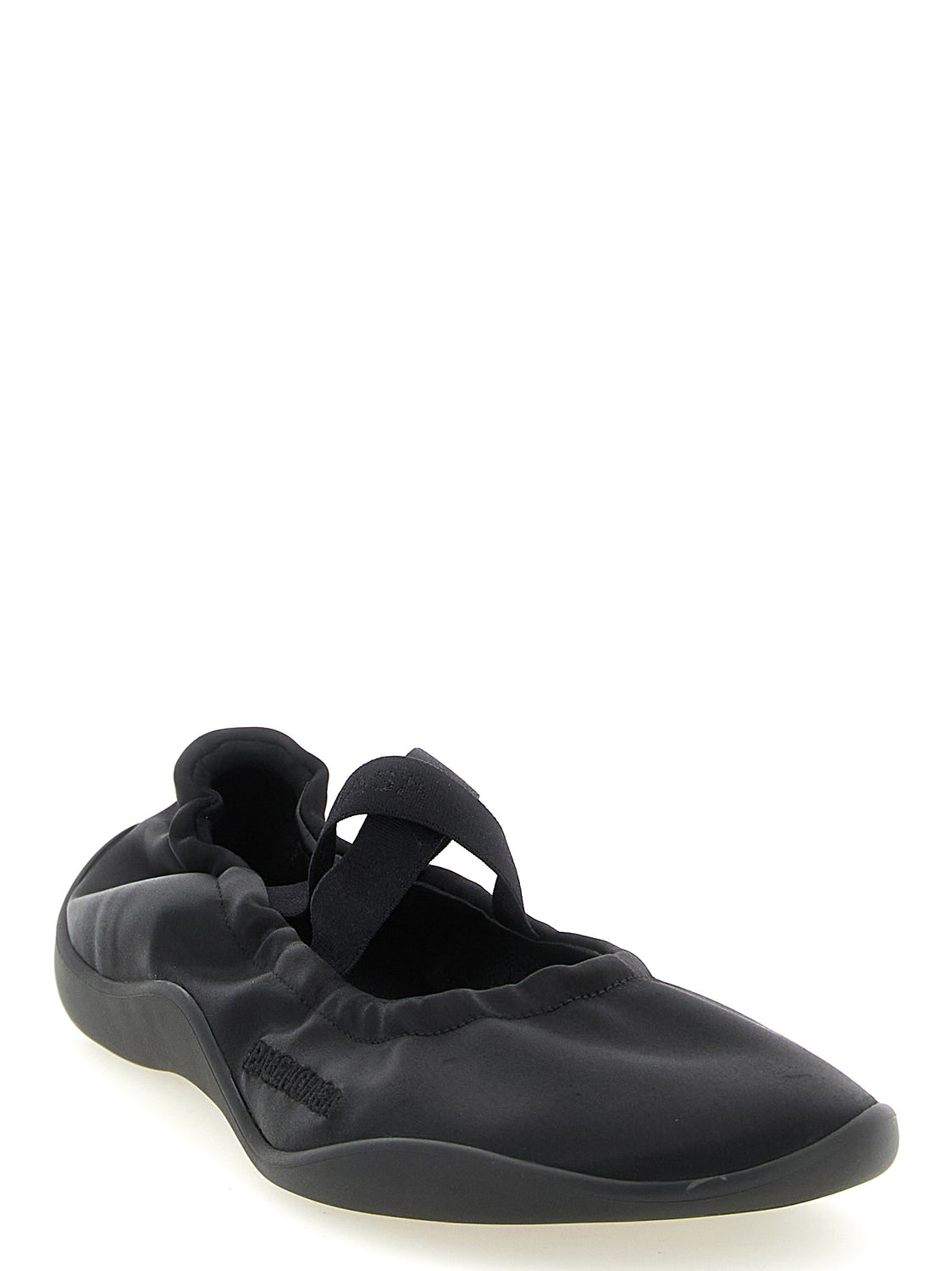 Black Polyester Ballet Flats