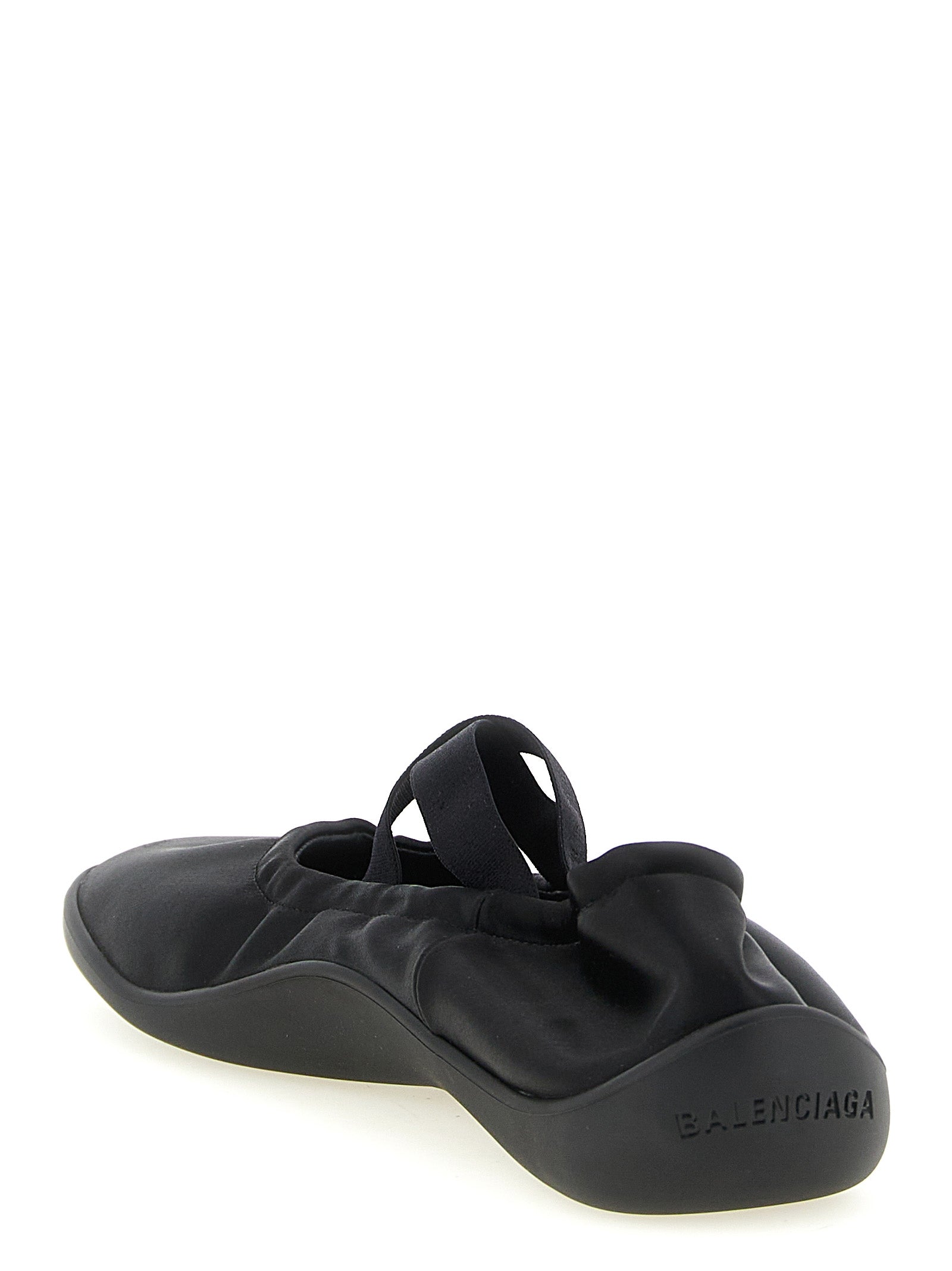 Black Polyester Ballet Flats