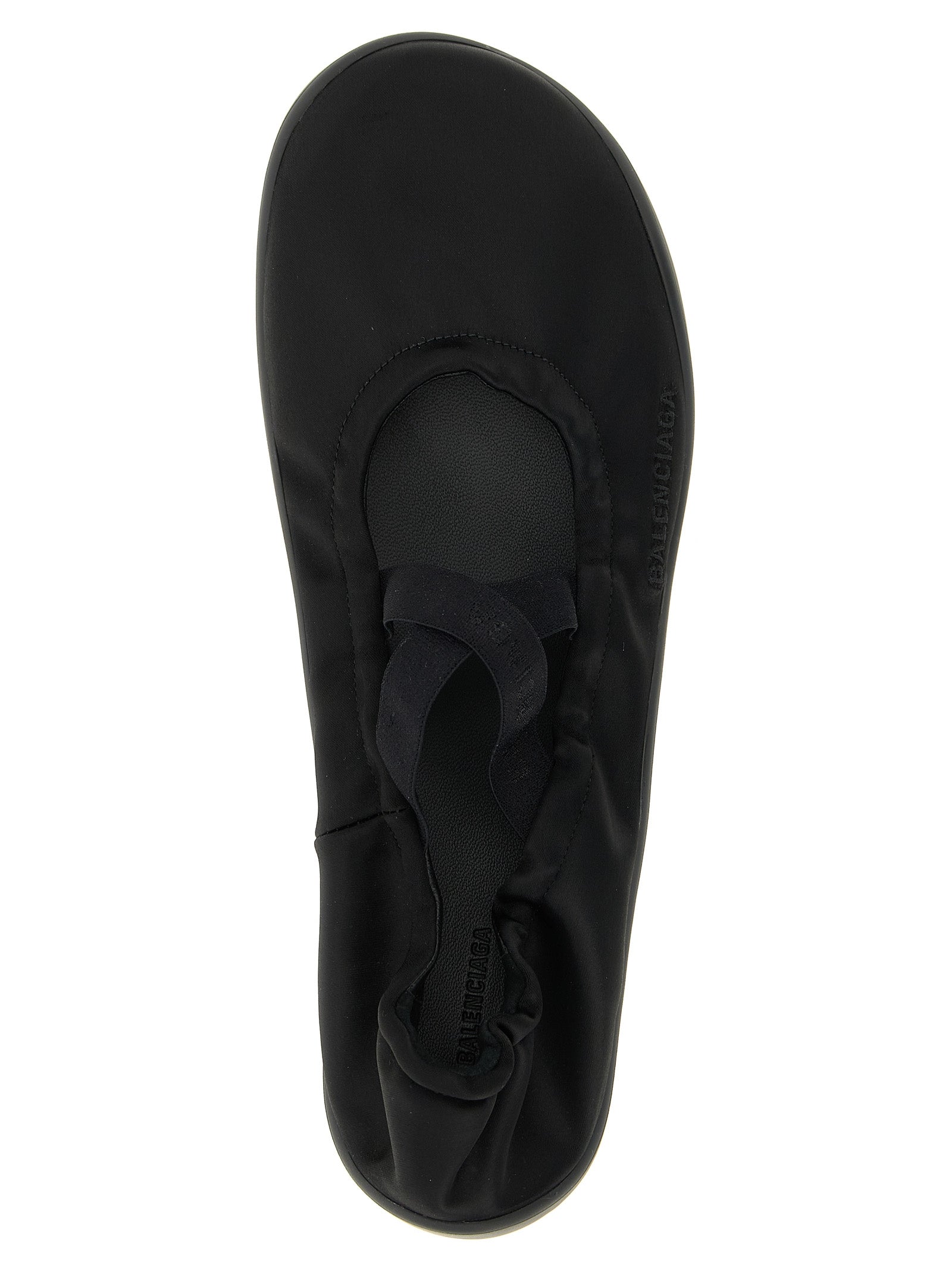 Black Polyester Ballet Flats