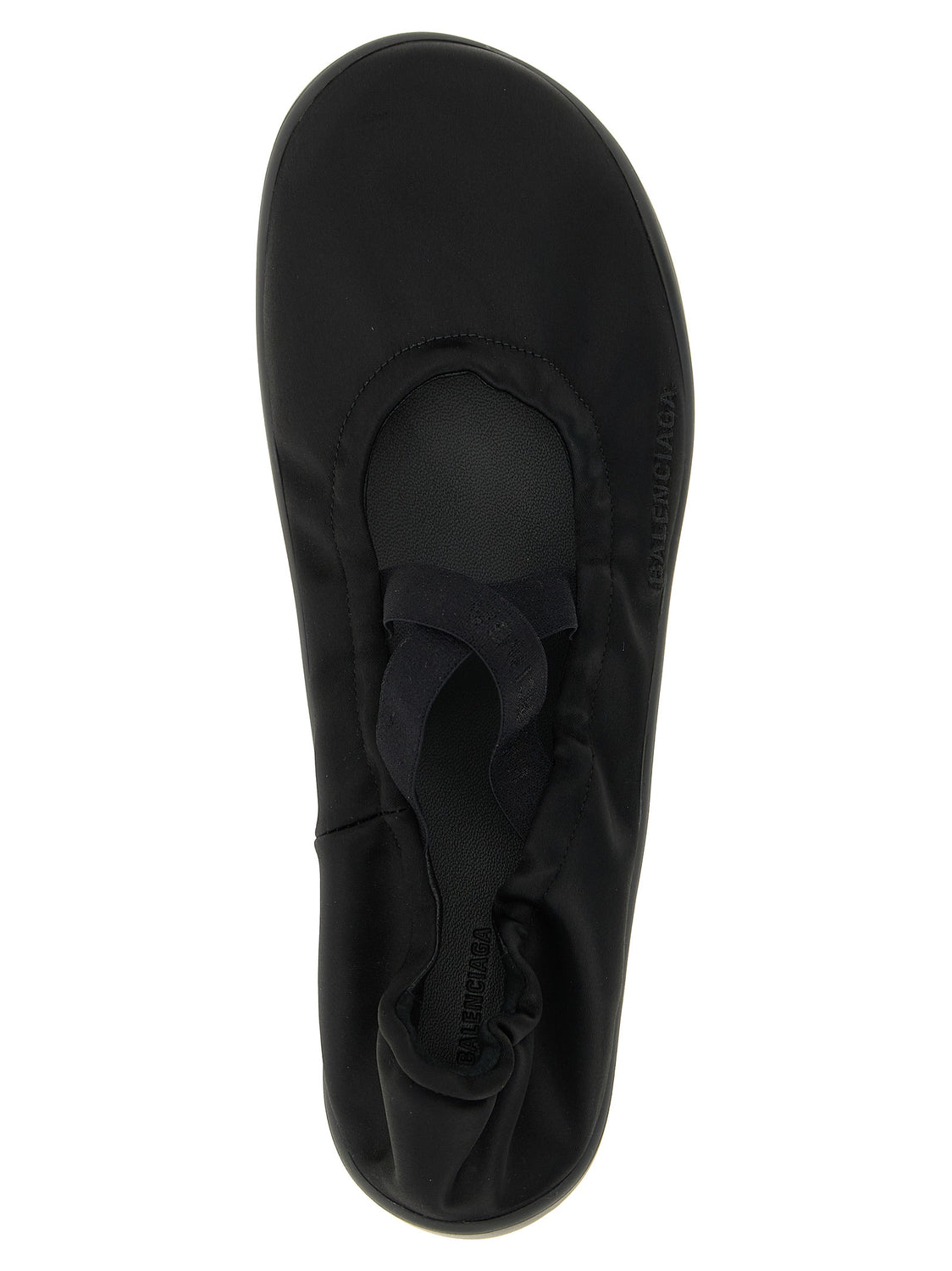 Black Polyester Ballet Flats