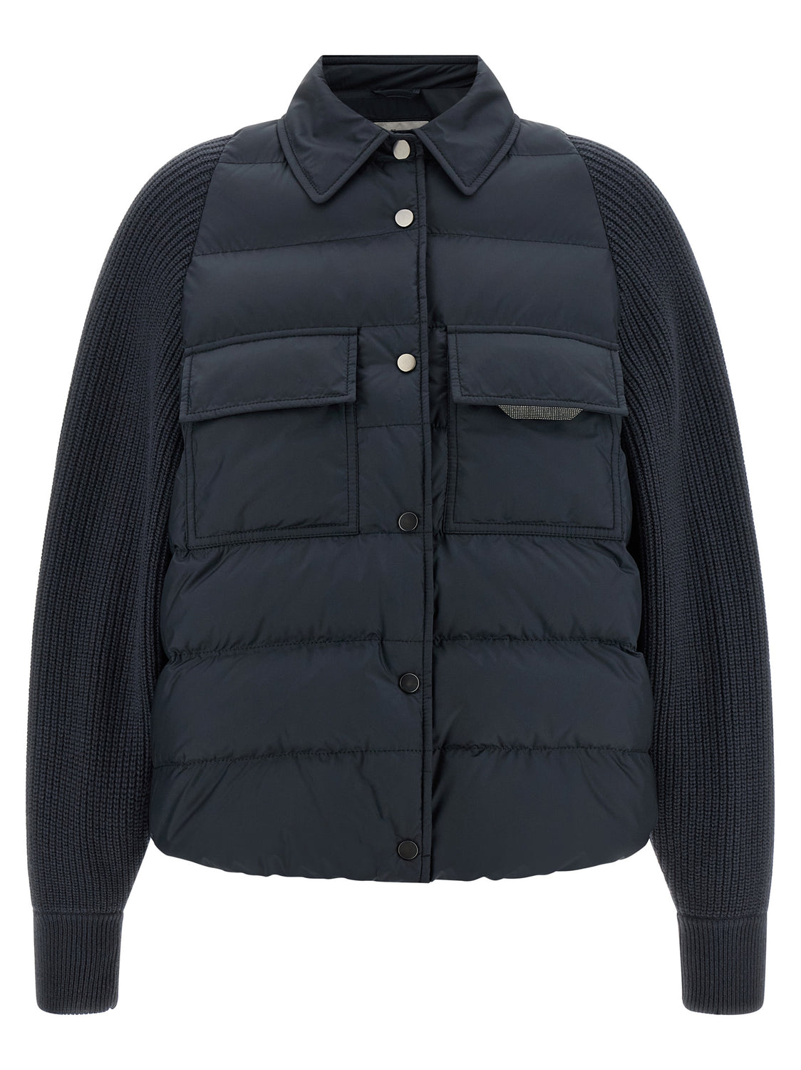 Blue Polyester Full-Length Jacket