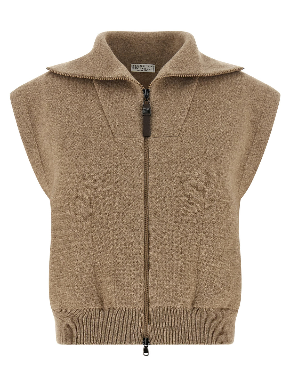 Beige Cashmere Sleeveless Jacket