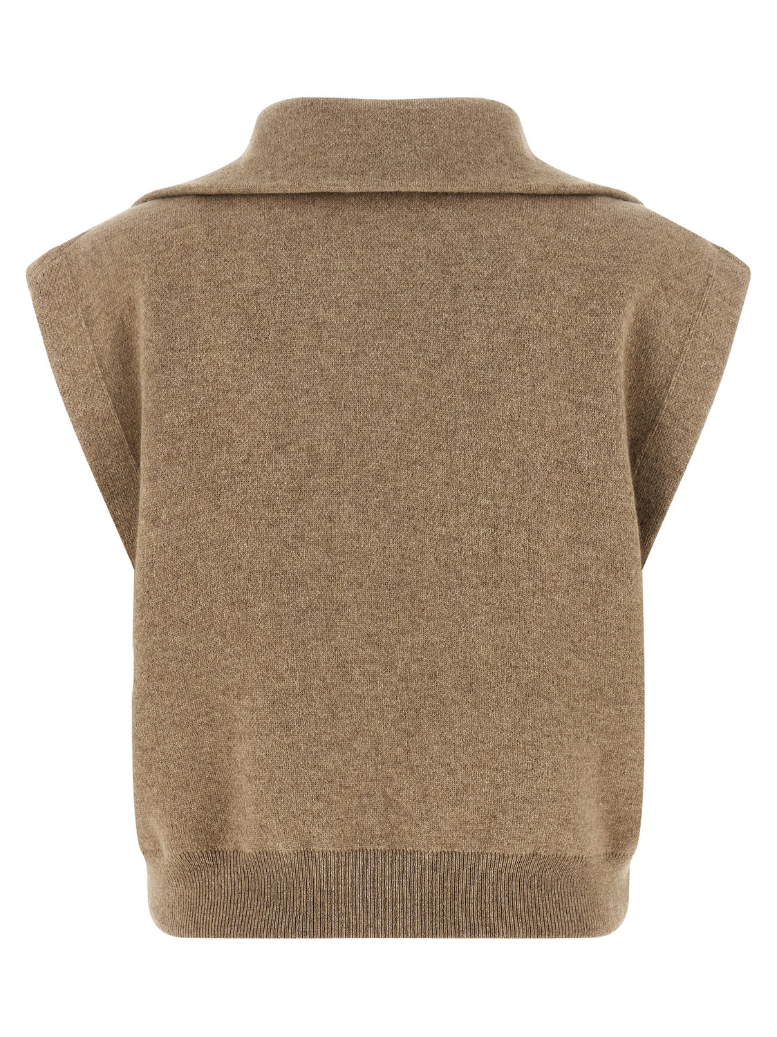 Beige Cashmere Sleeveless Jacket