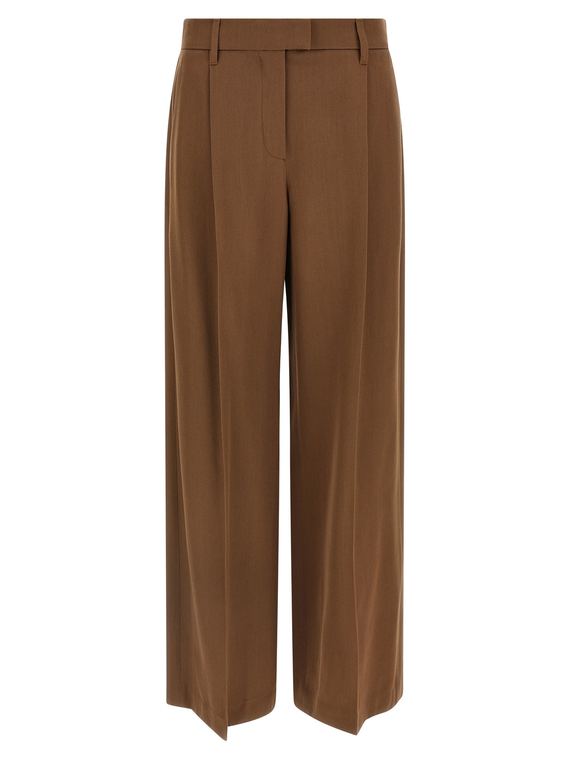 Brown Virgin Wool Casual Pants